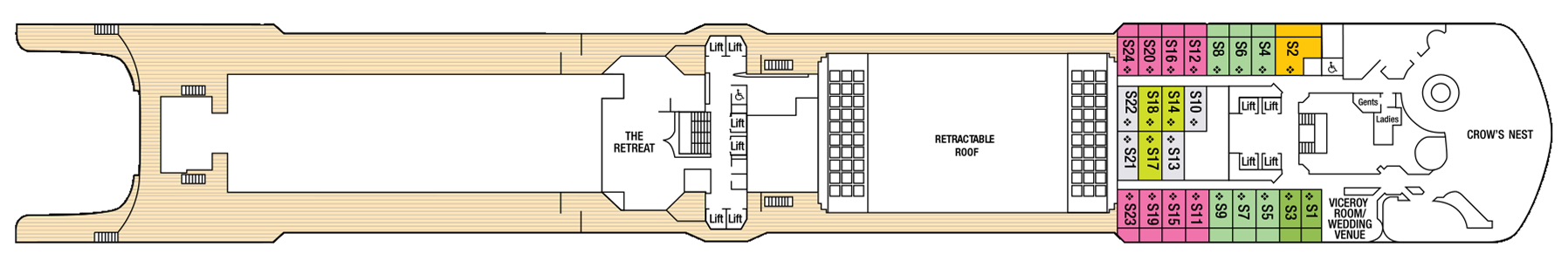 P&O Crusies, Arcadia, Deck 10 - Sun Deck.png